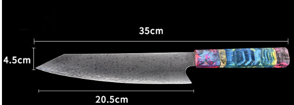 Cuchillo de Chef Estilo Japones- Acero Inoxidable, Mango de madera - 35cm