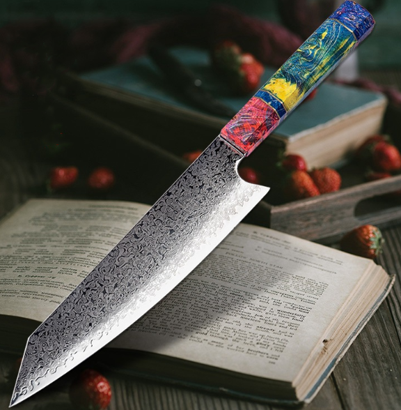Cuchillo de Chef Estilo Japones- Acero Inoxidable, Mango de madera - 35cm