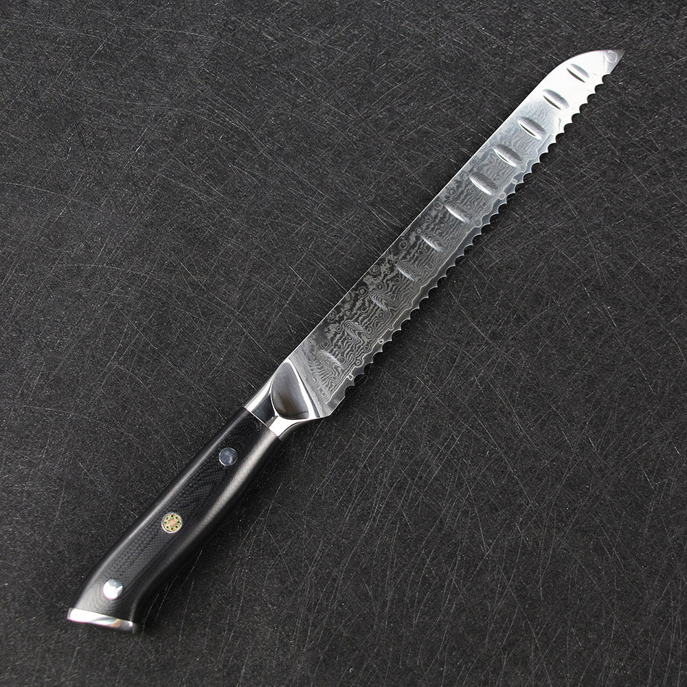 Damascus Steel Serrated Bread Knife for Chefs