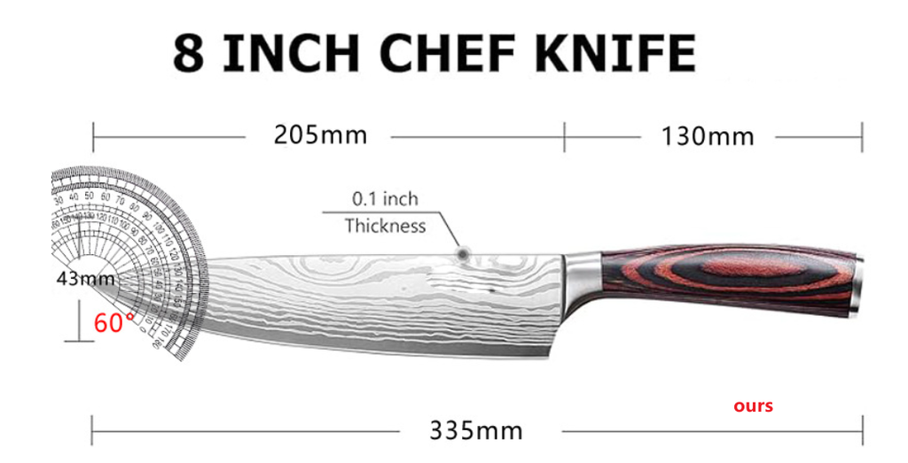 Cuchillo Damasco de Chef - Acero Inoxidable - 20 cm